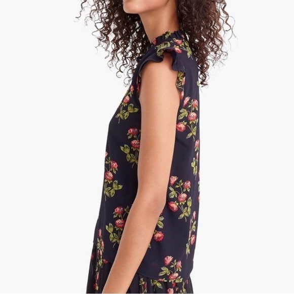 J. Crew Point Sur Floral Ruffle Cap Sleeve Blouse - Picture 3 of 9